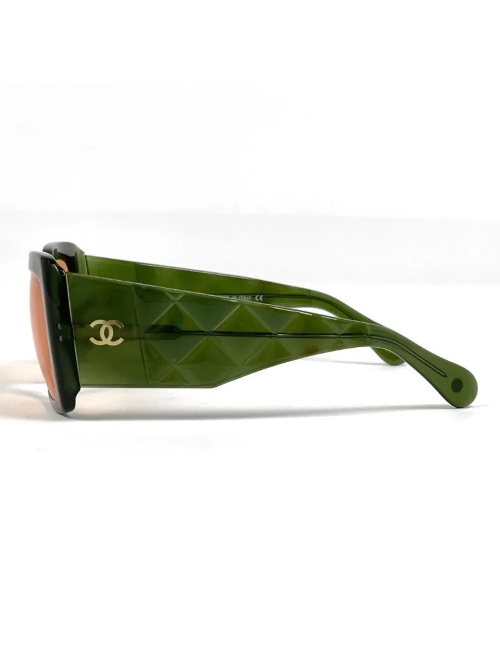 Chanel CC Logo Sunglasses Eyewear Acetate Brown Green